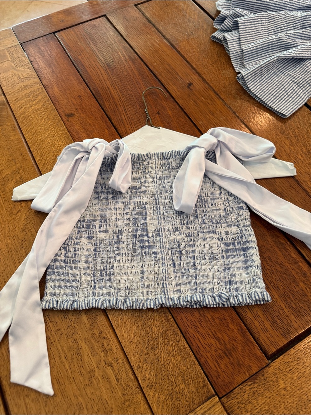Koch Blue and White Striped Smocked set. - Picture 5 of 7